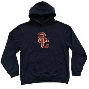 USC Hoodie Sweatshirt Team Trojan SC Interlock Pullover Sweater Black Men Large